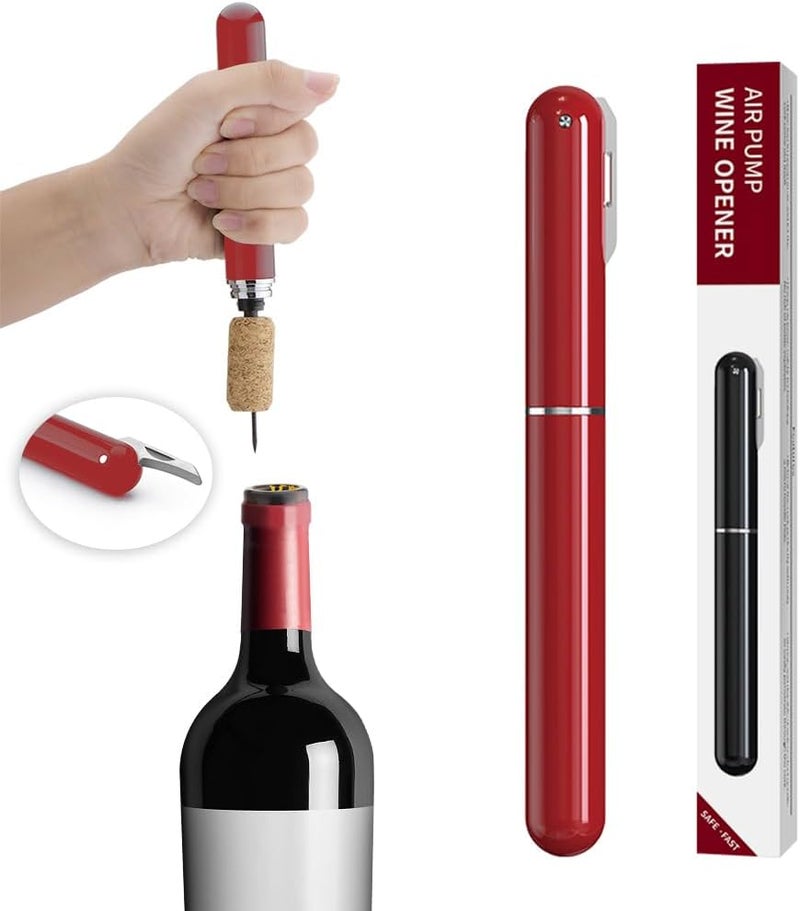 IPEROT Wine Bottle Opener, Air Pressure Wine Corkscrew With Cutting Wine Bottle Foil Knife, Effortlessly Open Wine Bottles Without Damaging Corks, Easy-to-Use(Red) - Image 1